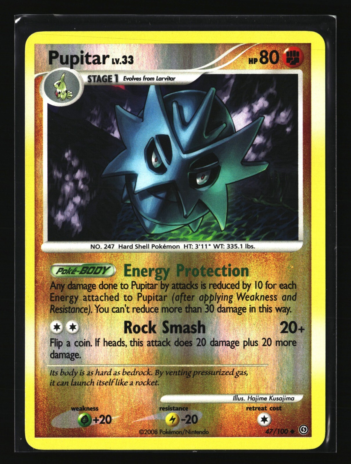 Pokemon PUPITAR 47/100 Reverse Holo (2008 Stormfront) LP/Light Play