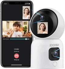 ZOSI C528M 2K Dual-Lens Home Baby 2-Way Audio Security Motion Detection Camera 