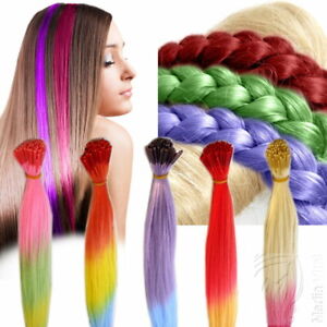 Bunte Haare Farben 10 50 Strahnen Bicolor Bunte Extensions Bonding Haarstrahnen Ebay