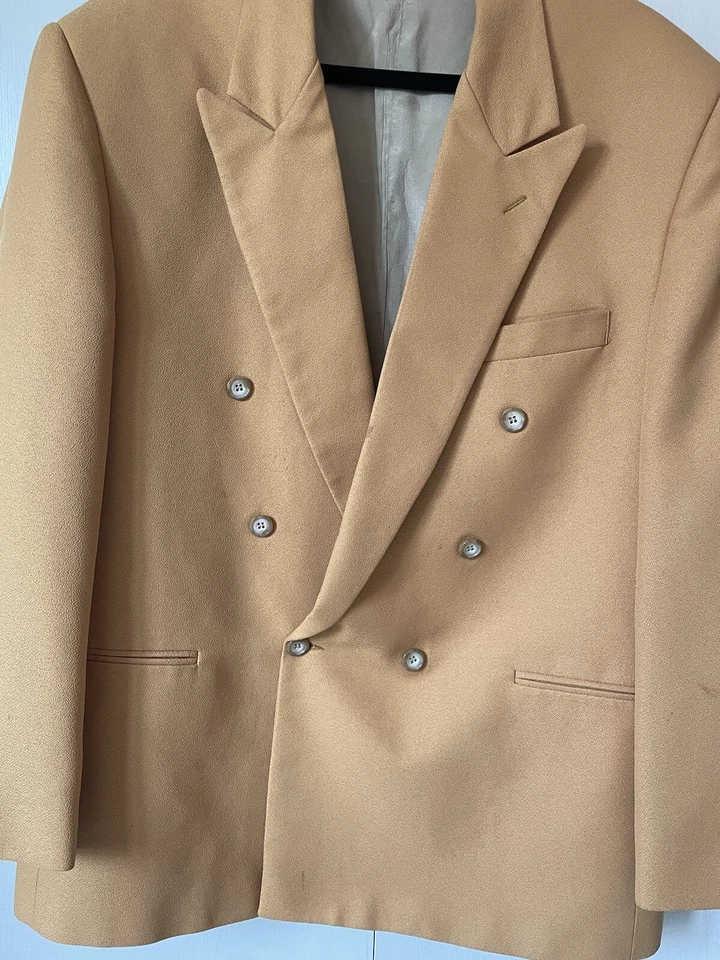 Blazer Abrigo Deportivo Falcone Vintage Años 60 Doble Pecho Pico Solapa 44R Mostaza Foto 3 de 4
