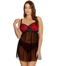 Elomi Anushka Babydoll Padded Underwire Cups 4062 42G Black Red
