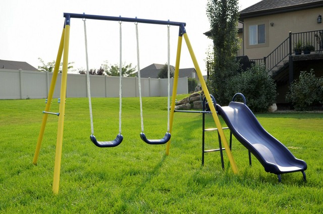 outdoor swing and slide