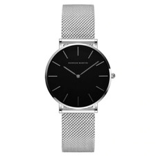Classic Minimalistic Silver Mesh Quartz Wrist Watch