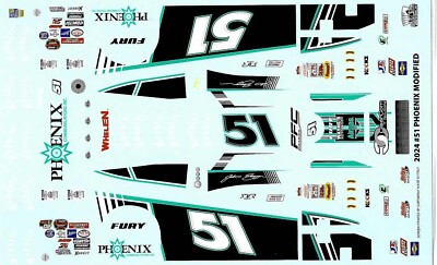 Ace #51 Phoenix Modified Justin Bonsignore 1/25 waterslide decal