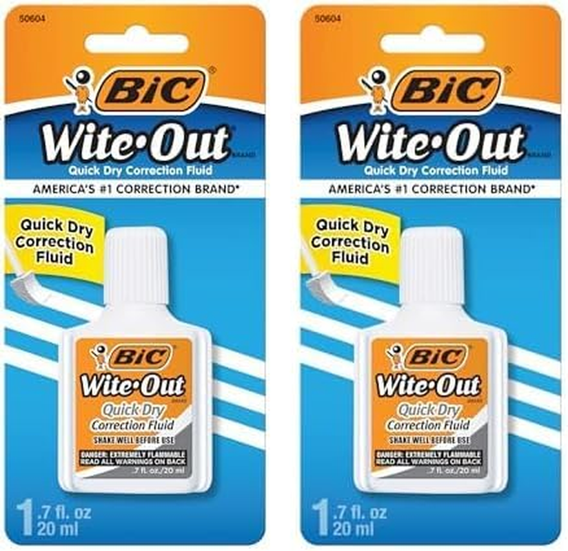 Wite-Out Quick Dry Correction Fluid, 20Ml, White, Goes on Easy with a Reduced D