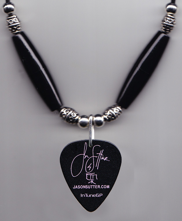 New York Dolls Jason Sutter Signature Black Guitar Pick Necklace