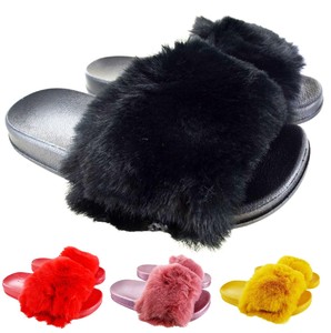 fluffy mules slides