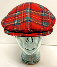 Vintage Pendleton Wool Newsboy Cabbie Flat Driving Plaid Cap Medium Made In USA