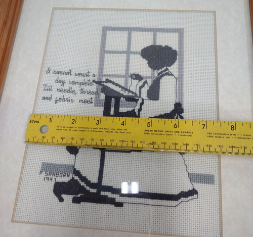 Completed Cross Stitch Black & White 1997 Sanborn Poem Needle Thread Fabric Meet - Picture 7 of 9