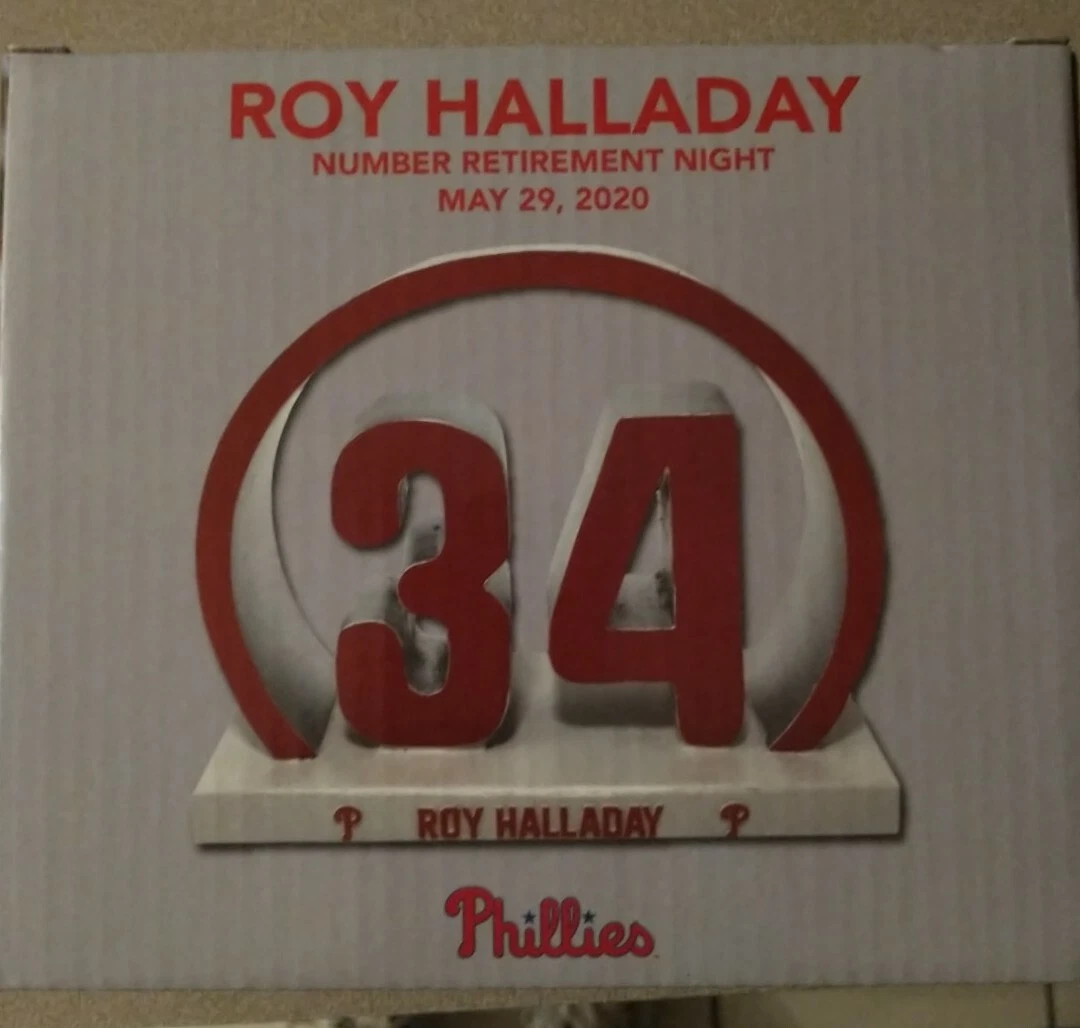 2021 Phillies 8 8 21 SGA Roy Halladay 34 Retired Number Statue