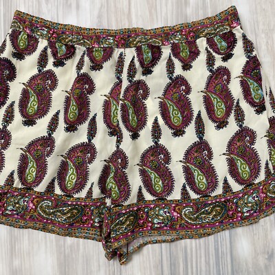 Anthropologie ett twa Shorts Womens Large Boho Paisley Pockets Pull-on