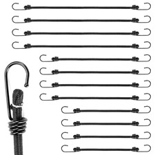 12 x Bungee Cord with Hooks Strong 8mm Elastic Luggage Straps 4 of Each Size