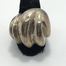 Vintage 925 Sterling SIlver Heavy Domed Bold Wave Design  Ring sz 9