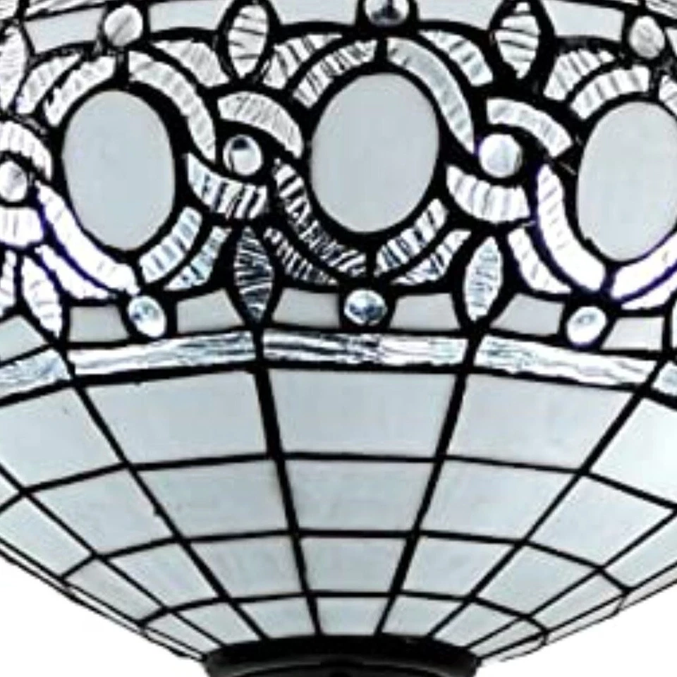 Lámpara de techo semi empotrada regulable de vidrio de dos luces estilo Tiffany azul y negro Foto 4 de 4