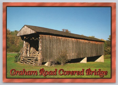 Postcard Graham Road Covered Bridge Pierpont Township Ashtabula County Ohio