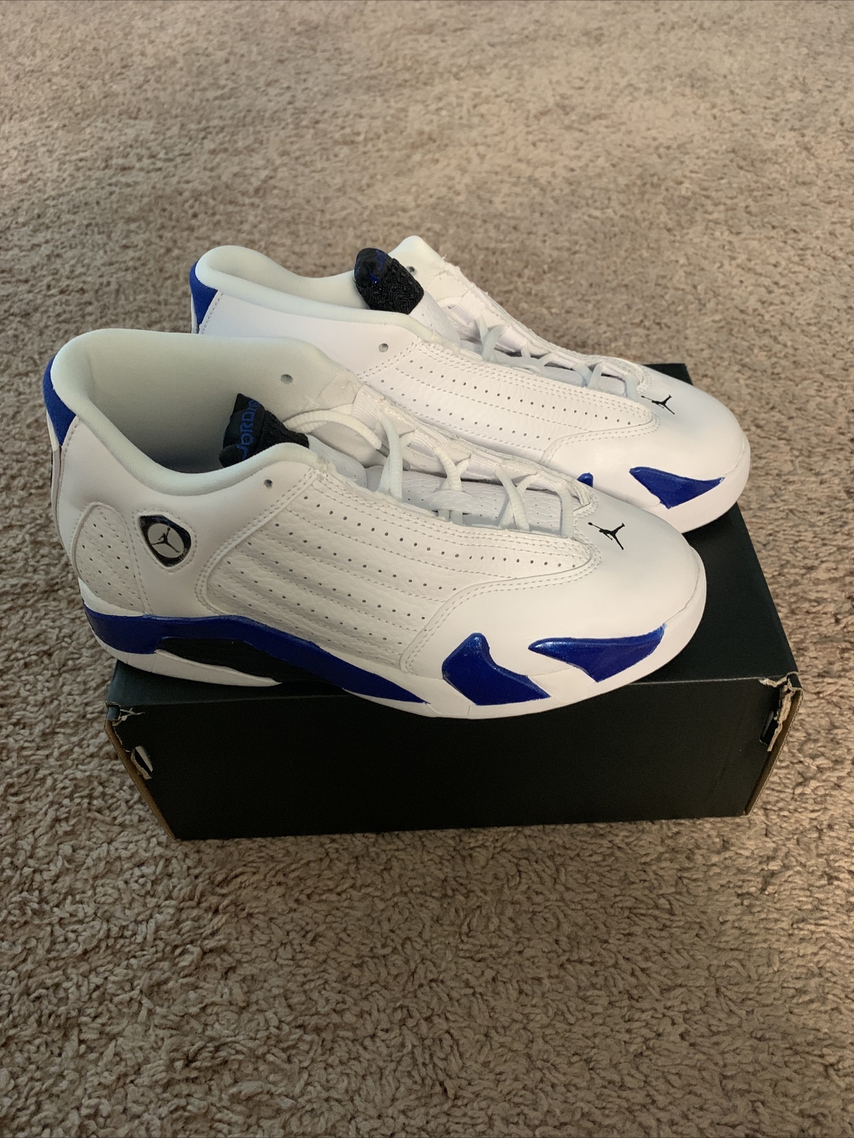 Air Jordan Retro 14 White Hyper Royal Blue 104 Gs Size 3 5 Ebay