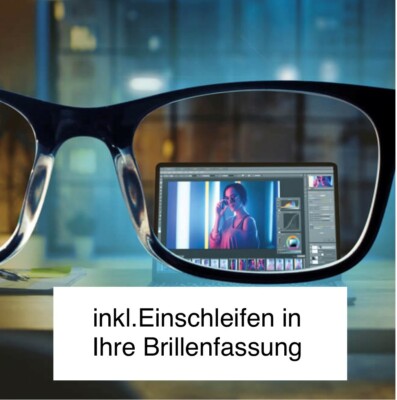 2 Office-Gleitsichtgläser PREMIUM Homeoffice+Blaulichtfilter 1.6 inKl.Einschliff