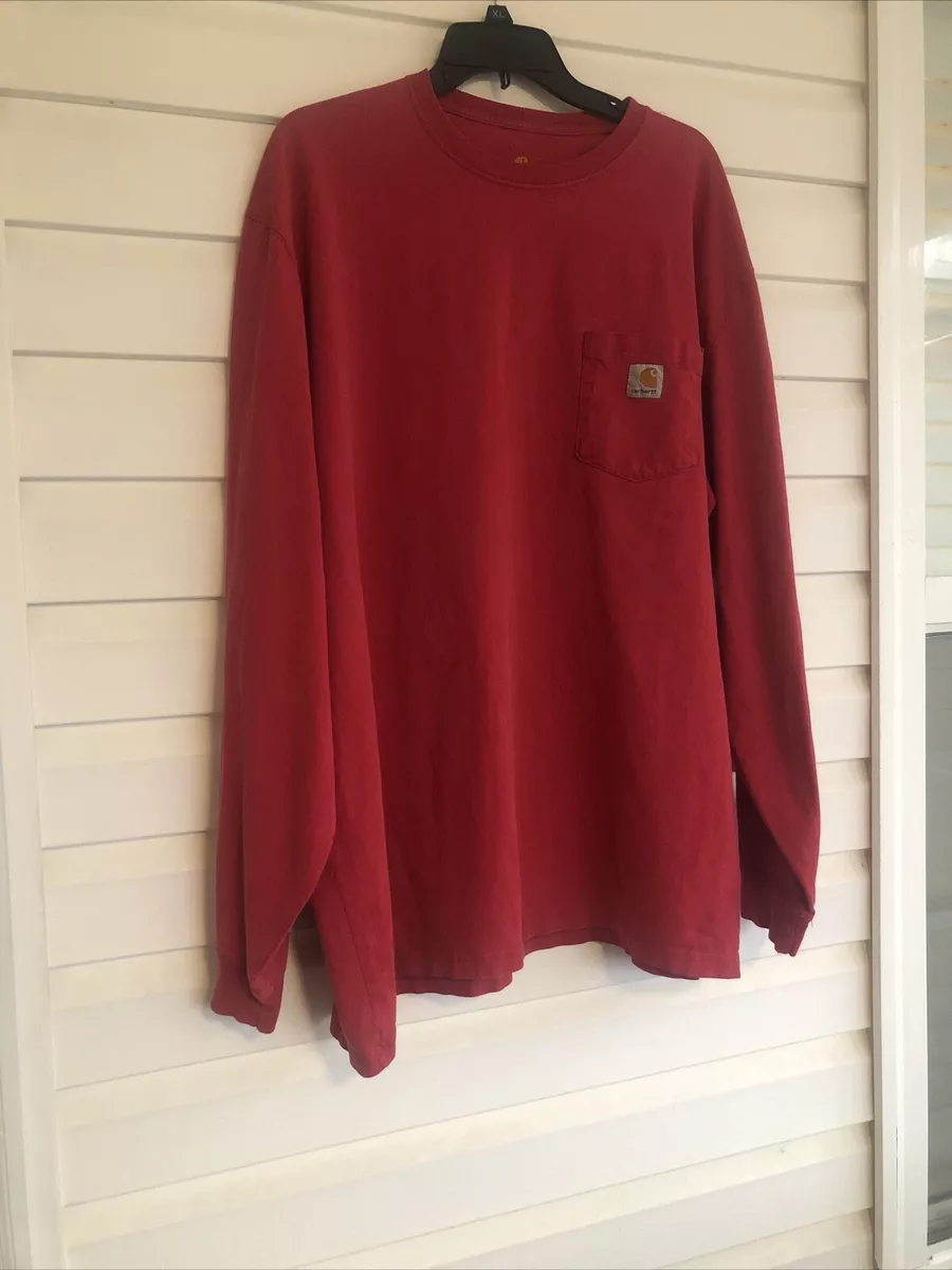 CARHARTT Red 2XL Original Fit Long Sleeve Pocket T-Shirt K126 heavyweight  men