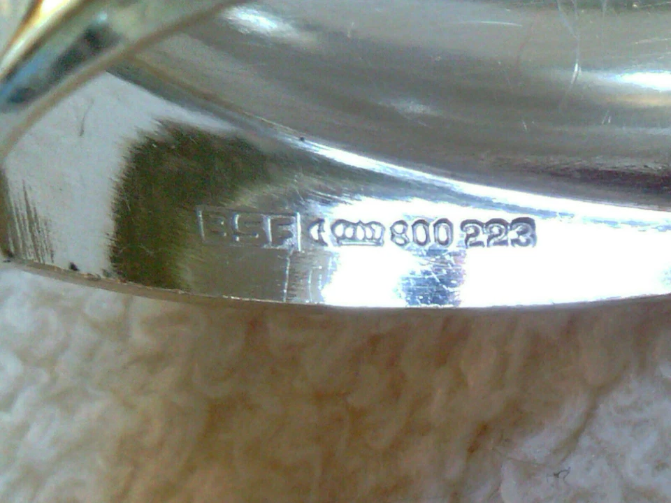 Anillo servilletero alemán moderno vintage de mediados de siglo 800 plata "Alfred" nombre grabado Foto 3 de 4