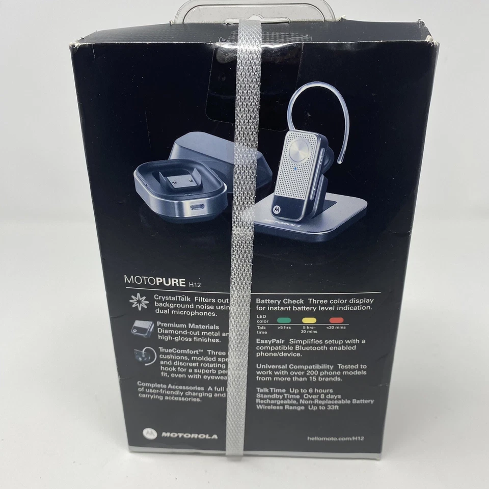 Motorola MotoPure H12 Universal Bluetooth Headset  & Car Charger Kit - Image 4 of 4