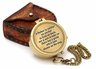 Brass Antique Compass With Chain /& Leather Case Best Gift For Birthday,