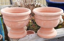 2-er Set rustikale Pflanzschalen ø 23 cm aus Terracotta Blumentopf Pokal Garten