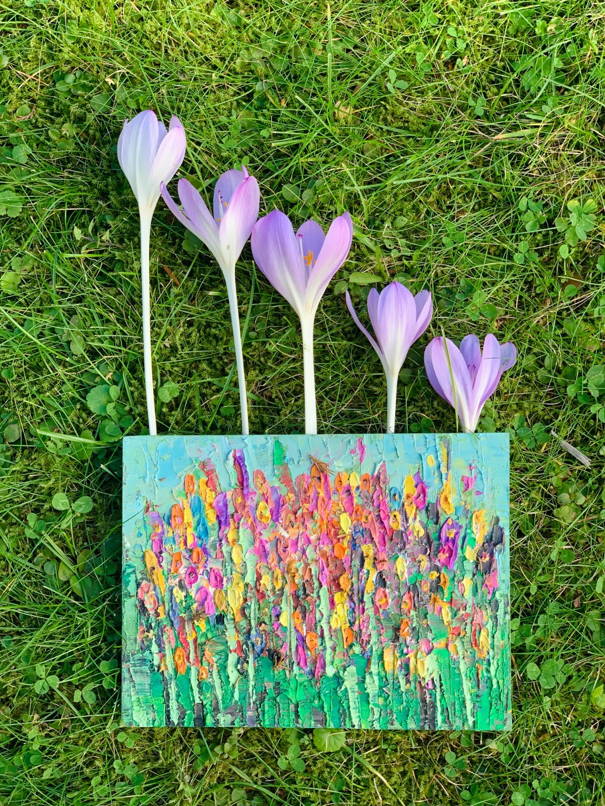 Wildflower oil Painting Meadow Original Art Flower garden