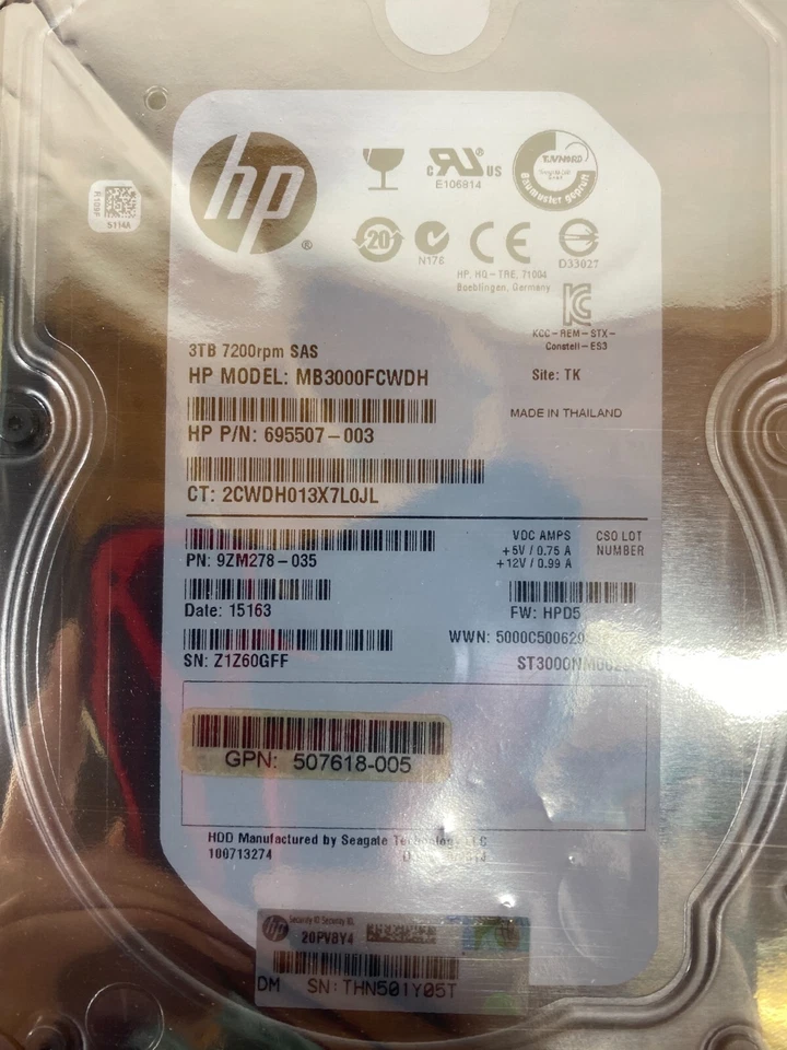 2x HP Enterprise 653959-001 652766-B21 3TB 6G SAS 7.2K 3.5in SAS MDL HDD - Image 4 of 4