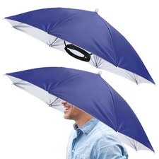 2 Pcs 26" Headband Umbrella Hat Hands Free Umbrella Cap for Outdoor Navy Blue