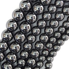 2.5mm Large Hole Natural Black Hematite Round Beads 15.5" Strand 6mm 8mm 10mm