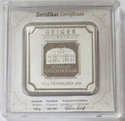 GEIGER EDELMETALLE 100 GRAMS 9999 FINE SILVER SQUARE BAR SEALED IN ASSAY CARD