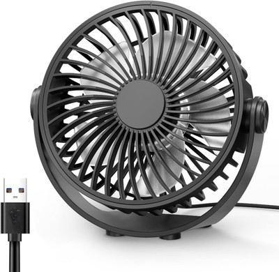 USB Desk Fan, 5 Inch Mini Portable, 3 Speeds Strong Airflow Personal Desktop
