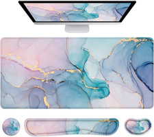 Lateefah Desk Mat, Extended Mouse Pad with Wrist Rest, 4-in-1 Large Mo