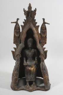 O54K09 Asiatika Bronze Buddha Figur
