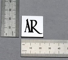 AR Turntable Dust Cover Badge Logo Emblem 15/16" Square Silver With Adhesive 