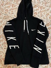 Nike Dri-Fit Women's Black/White Logo Hoodie Sweatshirt Size XS Pullover