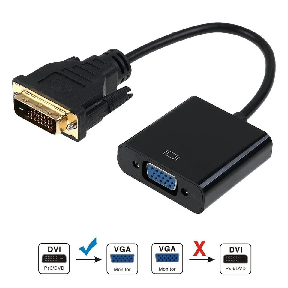 DVI-D to VGA Adapter Dual Link 24+1 Male to VGA Female Video Extension Cable ... - Image 3 of 4