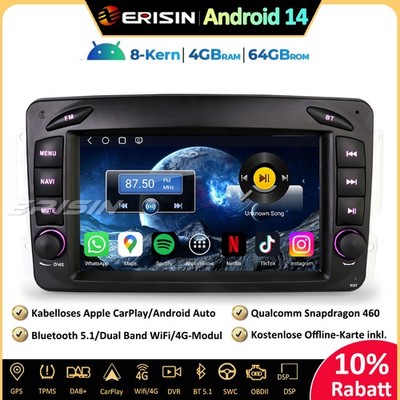 8-Kern DAB+Android 14 Autoradio GPS CarPlay Mercedes W203 W209 Vito Viano W463
