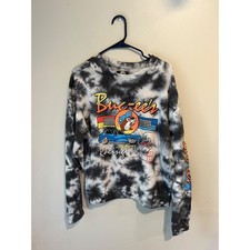 Buc-ee's Racing 82 Tie Dye Sweatshirt Black White Crewneck Mens Medium