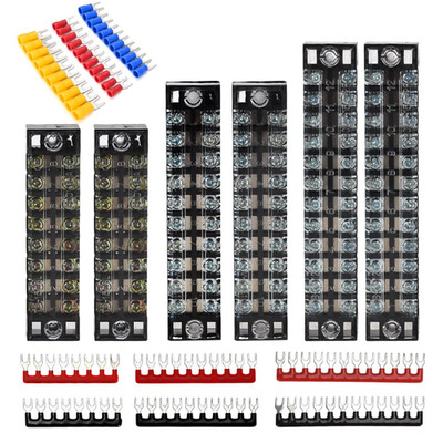 6 Sets Terminal Blocks, 6Pcs 8/10/12 Positions 600V 15A Dual Row Screw Terminal