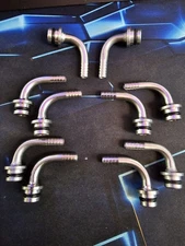 QTY 10 NEW SHURFLO 1/4" STAINLESS STEEL HOSE BARB ELBOW SYRUP/CO2 BAG-IN-BOX