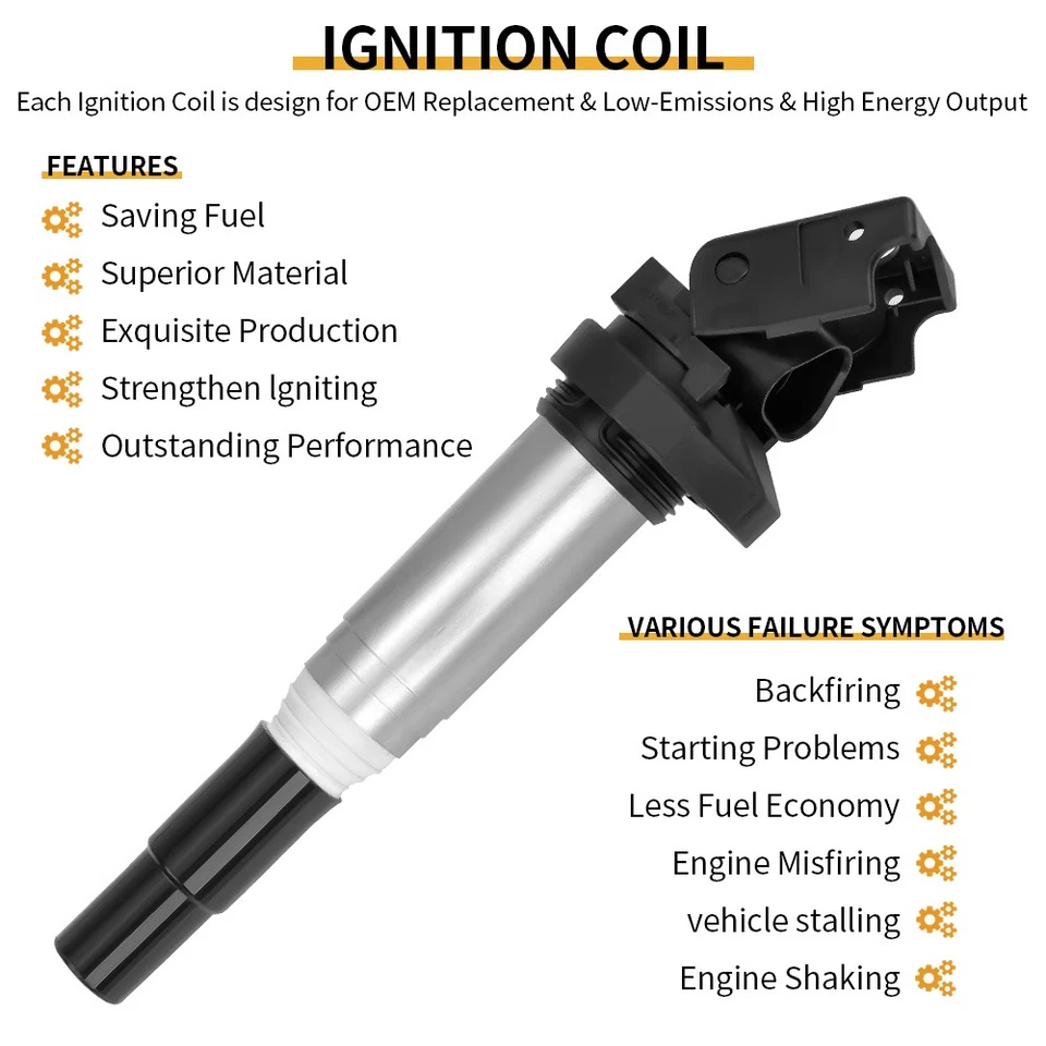 6x OEM UF667 Ignition Coil and Spark Plug For BMW 128i 328i 330i 528i 530i X3 X5 - Image 2 of 4
