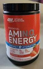 Optimum Nutrition Amino Energy Plus Energy Drink Powder, Strawberry ,30 Servings