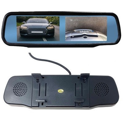 Dual Twin Screen Clip On Spiegel Monitor Auto Van Rückfahrkamera 4 x Eingänge