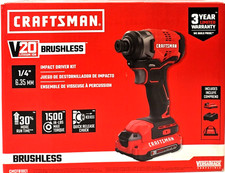Craftsman CMCF810C1 V20 Brushless 1/4" Impact Driver Kit Bag, Battery & Charger