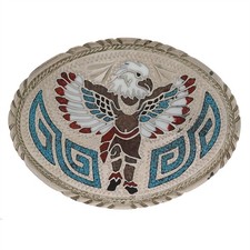 Silver P Southwest Turquoise Thunderbird Eagle Dancer Western Vtg Belt Buckle