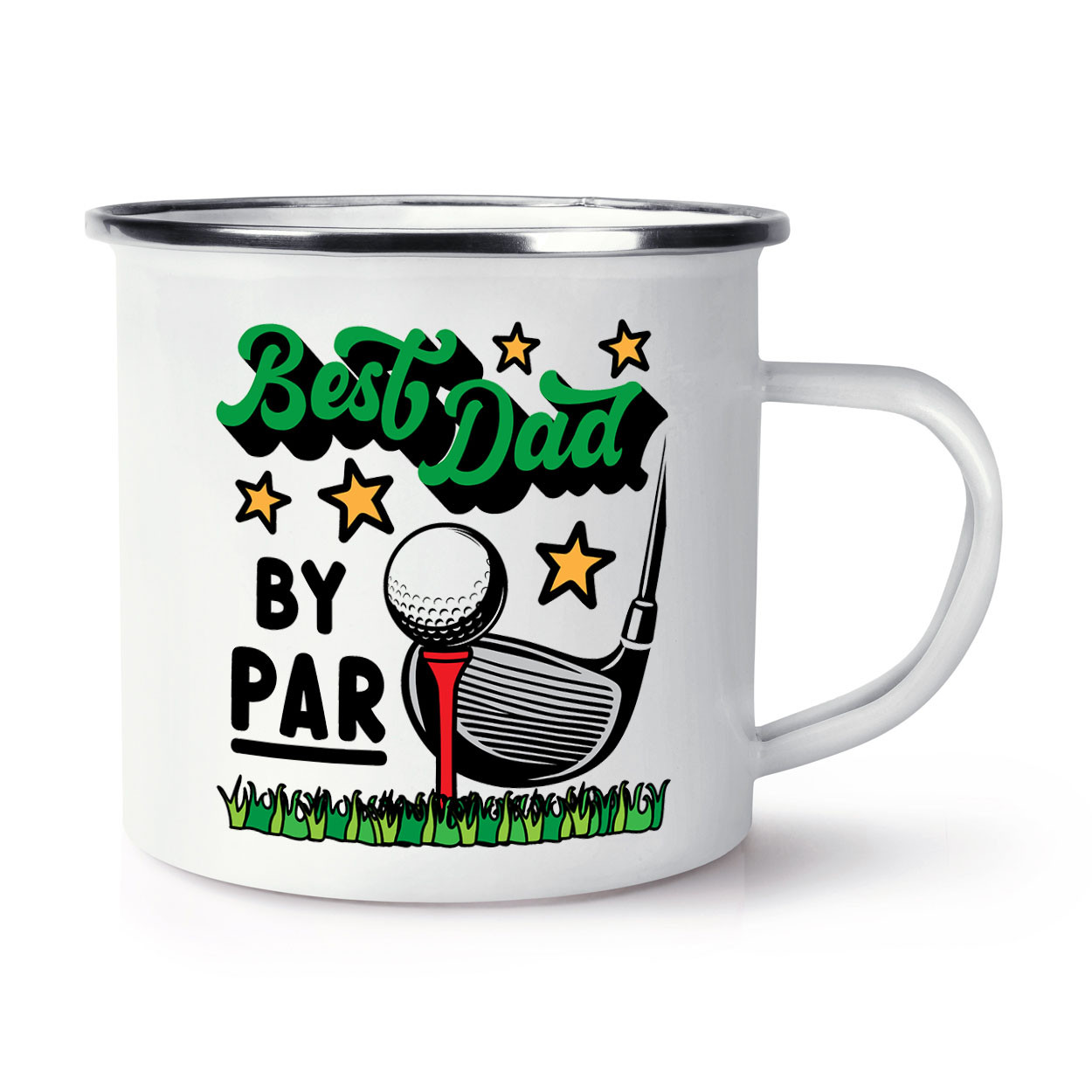 Best Dad By Par Golf Enamel Mug Cup Father's Day Awesome Grandad Golfer Golf