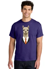 Llama-In-Suit-And-Tie Mens Graphic Tee, 100% Cotton, Casual Summer Wear