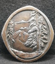 XE19127 VERY COOL VINTAGE 1970s  NATURE SCENE  ARTWORK MENS BRASS BELT BUCKLE