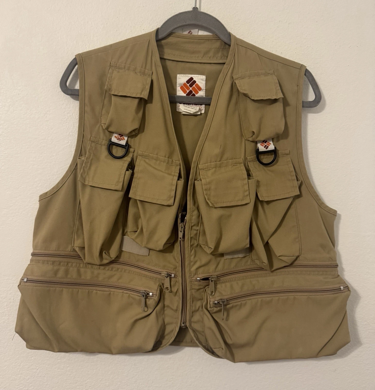 Vintage Columbia Multi Pocket Fly Fishing Vest Tactical Outdoor Camping Small